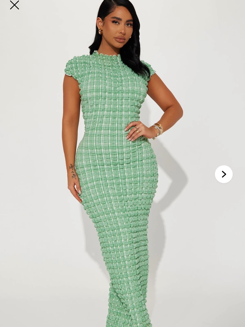 Fashion Nova Meadow Green Textured Bodycon Maxi Dress